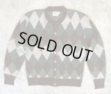 60'S CAMPUS メタルボタン オーロン ニットカーディガン アーガイル柄 USA製 (VINTAGE) 