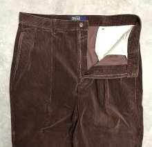他の写真1: 90'S RALPH LAUREN "ボックスロゴ" ツープリーツ 太畝コーデュロイパンツ ブラウン (VINTAGE)