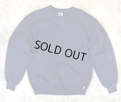 画像1: 90'S RUSSELL ATHLETIC 前Vガゼット付き クルーネック スウェットシャツ ネイビー USA製 (VINTAGE)