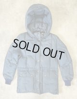 80'S EDDIE BAUER 黒タグ フード付き ダウンジャケット ネイビー (VINTAGE)