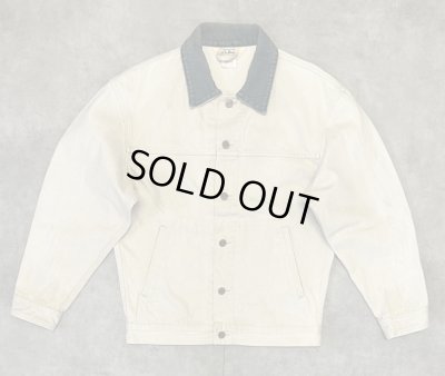 画像1: 80'S LL Bean バイカラー デニムジャケット ダークグリーン/ナチュラル USA製 (VINTAGE)