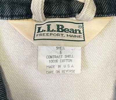 画像2: 80'S LL Bean バイカラー デニムジャケット ダークグリーン/ナチュラル USA製 (VINTAGE)