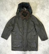 90'S BARBOUR 3クレスト "NORTHUMBRIA" 旧タグ 裏地ウール フード付き オイルドジャケット オリーブ イングランド製 (VINTAGE)