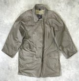 80'S BURBERRYS コットン/ウール 裏地チェック バルマカーンコート カーキ/ネイビー イングランド製 (VINTAGE)
