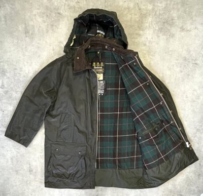 画像3: 90'S BARBOUR 3クレスト "NORTHUMBRIA" 旧タグ 裏地ウール フード付き オイルドジャケット オリーブ イングランド製 (VINTAGE)