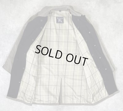 画像5: 80'S BURBERRYS コットン/ウール 裏地チェック バルマカーンコート カーキ/ネイビー イングランド製 (VINTAGE)