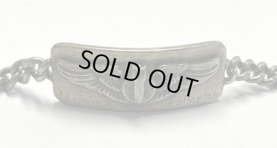 画像2: 40'S アメリカ軍 US ARMY AIR FORCE パイロットウイング スターリングシルバー ミリタリー IDプレート チェーンブレスレット シルバー (VINTAGE)