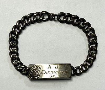 画像1: 40〜50'S アメリカ軍 US ARMY スターリングシルバー ミリタリー IDプレート チェーンブレスレット シルバー (VINTAGE)