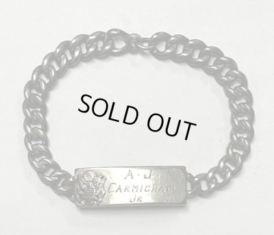 画像1: 40〜50'S アメリカ軍 US ARMY スターリングシルバー ミリタリー IDプレート チェーンブレスレット シルバー (VINTAGE)