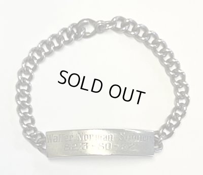 画像1: 60'S アメリカ軍 スターリングシルバー ミリタリー IDプレート チェーンブレスレット シルバー (VINTAGE)