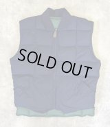 90'S EDDIE BAUER 白タグ グースダウン スクエアキルト リバーシブル ダウンベスト ネイビー/グリーン (VINTAGE)