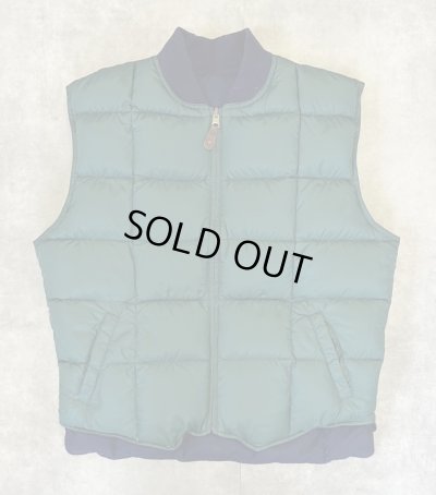 画像3: 90'S EDDIE BAUER 白タグ グースダウン スクエアキルト リバーシブル ダウンベスト ネイビー/グリーン (VINTAGE)