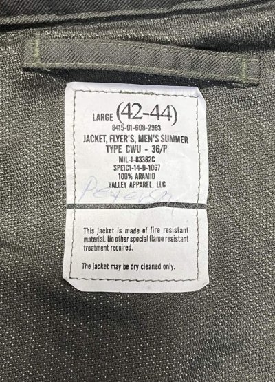 画像2: 90'S アメリカ軍 USAF "CWU-36/P" アラミド フライトジャケット セージグリーン (VINTAGE) 