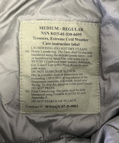 画像2: アメリカ軍 US ARMY ECWCS GENIII LEVEL7 PRIMALOFT パンツ M-R (VINTAGE)