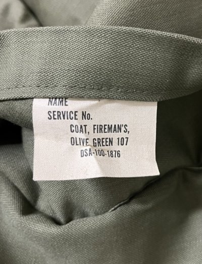 画像3: 60'S アメリカ軍 US ARMY ファイヤーマンコート オリーブ (VINTAGE)