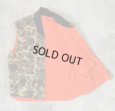 画像3: 80'S UNKNOWN リバーシブル 中綿入りベスト ダックハンターカモ/オレンジ (VINTAGE)