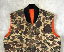 他の写真1: 80'S UNKNOWN リバーシブル 中綿入りベスト ダックハンターカモ/オレンジ (VINTAGE)