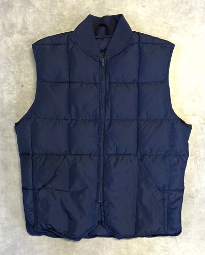 画像1: 80'S EDDIE BAUER 黒タグ グースダウン ダウンベスト ネイビー (VINTAGE)