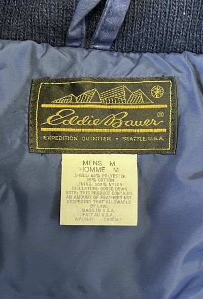画像2: 80'S EDDIE BAUER "ALL PURPOSE" 黒タグ グースダウン ダウンジャケット ネイビー USA製 (VINTAGE)