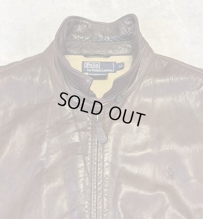 画像3: 90'S RALPH LAUREN チンスト付き 裏地付き レザー ドリズラージャケット ブラウン (VINTAGE)