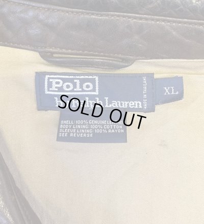 画像2: 90'S RALPH LAUREN チンスト付き 裏地付き レザー ドリズラージャケット ブラウン (VINTAGE)