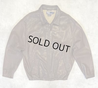 画像1: 90'S RALPH LAUREN チンスト付き 裏地付き レザー ドリズラージャケット ブラウン (VINTAGE)