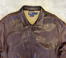 他の写真1: 90'S RALPH LAUREN チンスト付き 裏地付き レザー ドリズラージャケット ブラウン (VINTAGE)