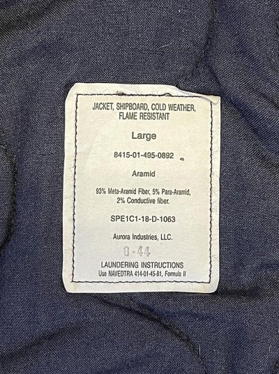 画像2: アメリカ軍 US NAVY "SHIPBOARD" アラミド デッキジャケット ネイビー (MINT CONDITION)