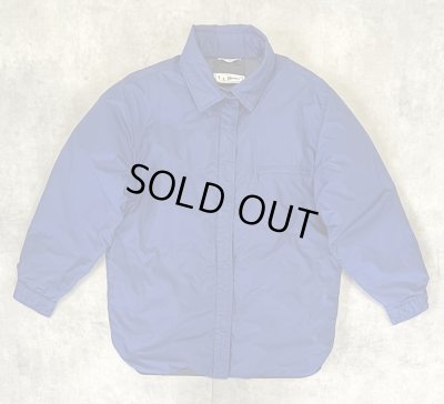 画像1: 90'S LL Bean ナイロン シャツ型 ダウンジャケット ダークブルー (VINTAGE)