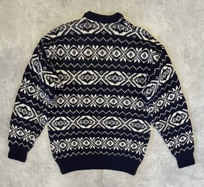 画像3: 80'S ORVIS クルーネック フィッシャーマンセーター ネイビー/ホワイト イギリス製 (VINTAGE) 