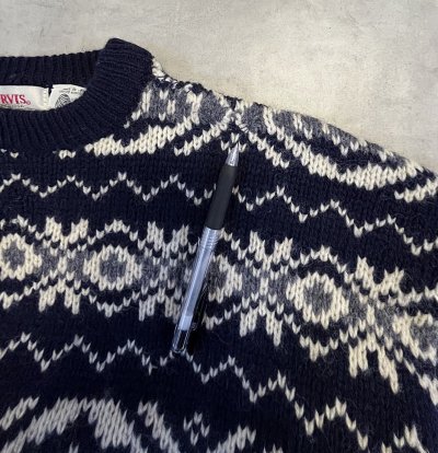 画像4: 80'S ORVIS クルーネック フィッシャーマンセーター ネイビー/ホワイト イギリス製 (VINTAGE) 
