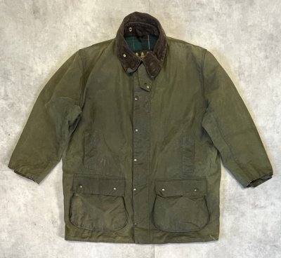 画像1: 90'S BARBOUR 3クレスト "NORTHUMBRIA" 旧タグ 裏地ウール オイルドジャケット オリーブ イングランド製 (VINTAGE)