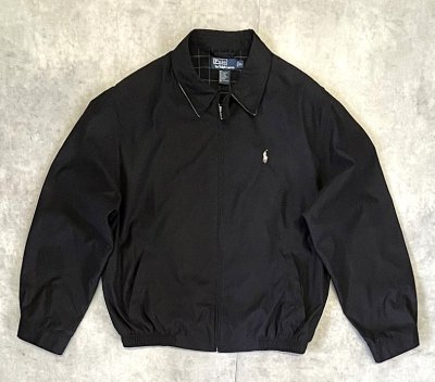 画像1: 90'S RALPH LAUREN チンスト付き ドリズラージャケット ブラック (VINTAGE)