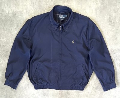 画像1: 90'S RALPH LAUREN チンスト付き ドリズラージャケット ネイビー (VINTAGE)