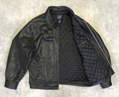 画像3: 00'S GAP 旧タグ 裏地キルティング レザー ドリズラージャケット ブラック (VINTAGE)
