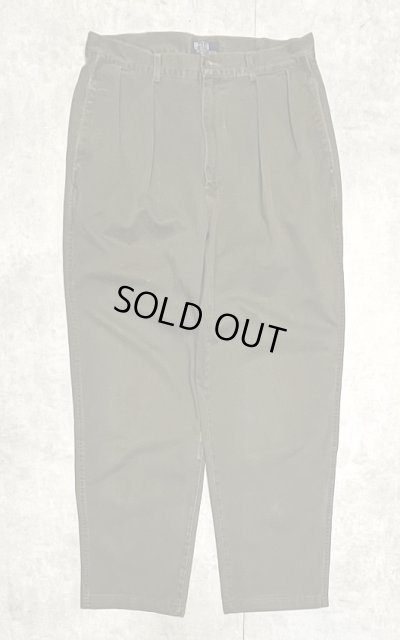 画像1: 90'S RALPH LAUREN "ボックスロゴ" ツープリーツ チノパンツ オリーブ USA製 (VINTAGE)