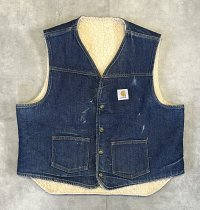 80'S CARHARTT 裏地ボア デニムベスト インディゴ USA製 (VINTAGE)