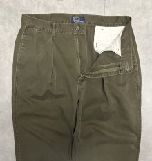 他の写真1: 90'S RALPH LAUREN "ボックスロゴ" ツープリーツ チノパンツ オリーブ USA製 (VINTAGE)