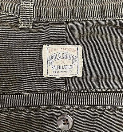 画像5: 90'S RALPH LAUREN "ボックスロゴ" ツープリーツ チノパンツ オリーブ USA製 (VINTAGE)