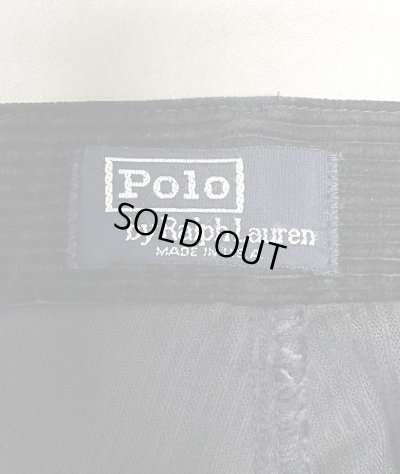 画像2: 90'S RALPH LAUREN "ボックスロゴ" ツープリーツ 太畝コーデュロイパンツ ブラック USA製 (VINTAGE)