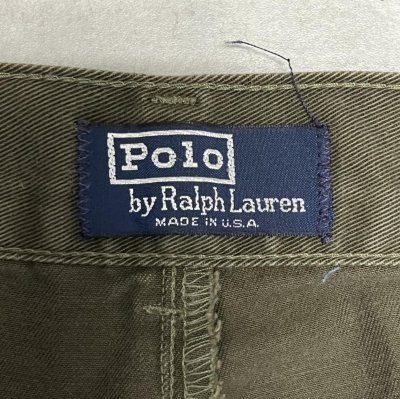 画像2: 90'S RALPH LAUREN "ボックスロゴ" ツープリーツ チノパンツ オリーブ USA製 (VINTAGE)