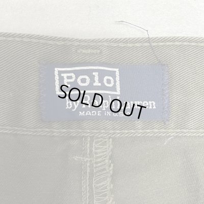 画像2: 90'S RALPH LAUREN "ボックスロゴ" ツープリーツ チノパンツ オリーブ USA製 (VINTAGE)