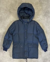 80'S EDDIE BAUER "KARAKORAM" 黒タグ フード付き ダウンジャケット ネイビー (VINTAGE)