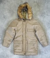 80'S SCHOTT NYC コヨーテファー付きフード ダウンジャケット ベージュ USA製 (VINTAGE)