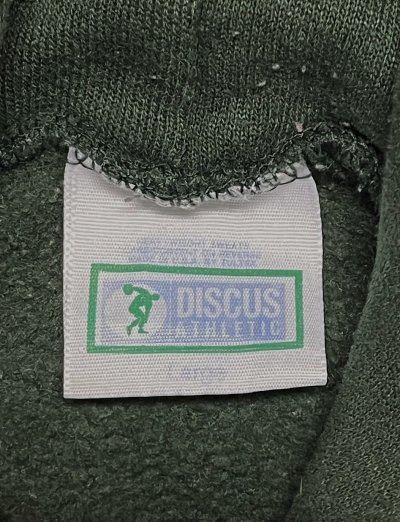 画像2: 90'S DISCUS ATHLETIC 脇の下ガゼット付き スウェット パーカー フェードグリーン USA製 (VINTAGE)