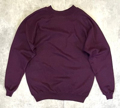 画像1: 80'S HANES ラグランスリーブ スウェットシャツ ダークワインレッド USA製 (VINTAGE)