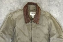 他の写真1: 90'S LL Bean 襟レザー 裏地キルティング ドリズラージャケット カーキ (VINTAGE)
