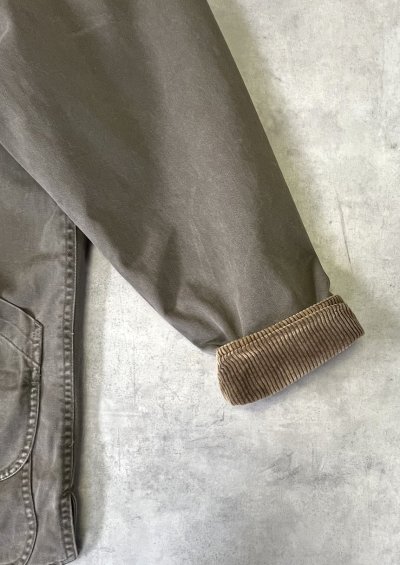 画像4: 00'S BANANA REPUBLIC 旧タグ 襟レザー ハンティングジャケット カーキ (VINTAGE)