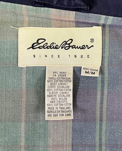 画像2: 90'S EDDIE BAUER 白タグ コットン ドリズラージャケット ネイビー (VINTAGE)