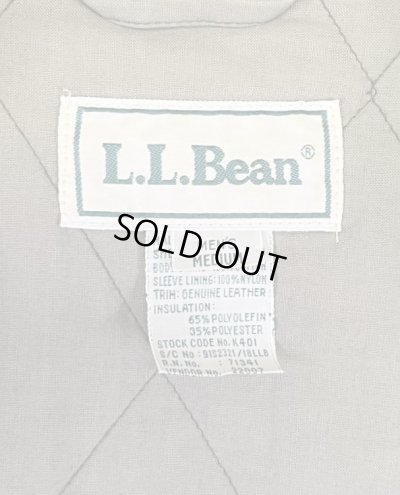 画像2: 90'S LL Bean 襟レザー 裏地キルティング ドリズラージャケット カーキ (VINTAGE)
